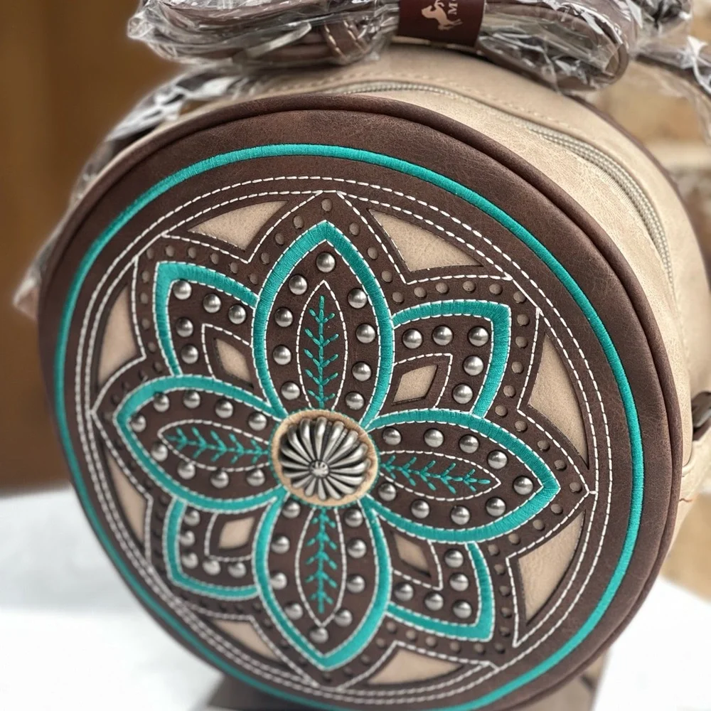 Montana West Floral Embroidered Collection Crossbody Circle Bag NWT - Picture 2 of 6